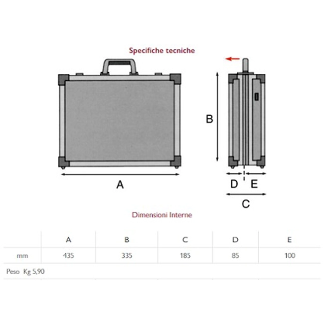 Vendita online Valigia modello ALC/170 464x185x375 mm.